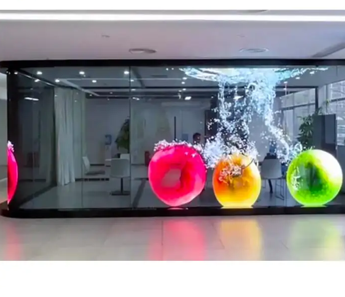 UHLED  Full Color Flexible LED Film P6 P8 P10 On Glass Crystal Screen Indoor Transparent LED Film Use For Shop Window