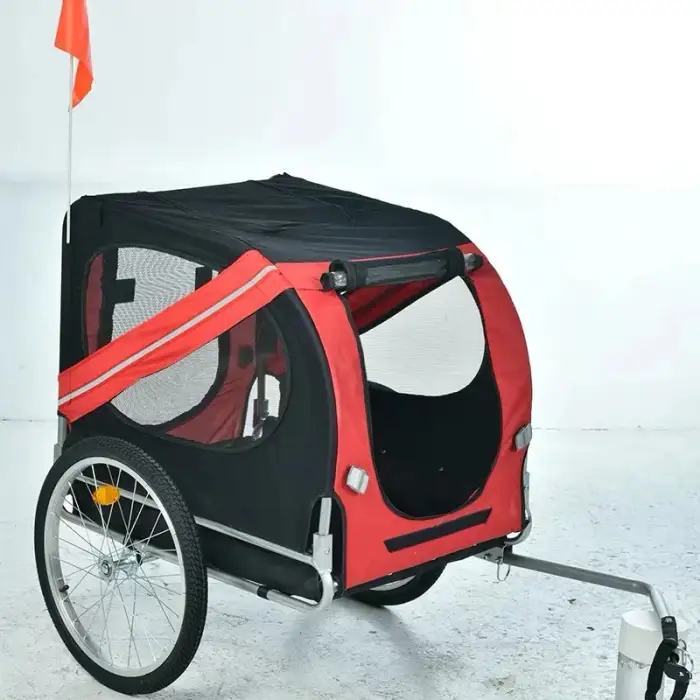 Foldable 2-In-1 Pet Dog Bike Trailer And Stroller With 2 Damping Rear Wheel