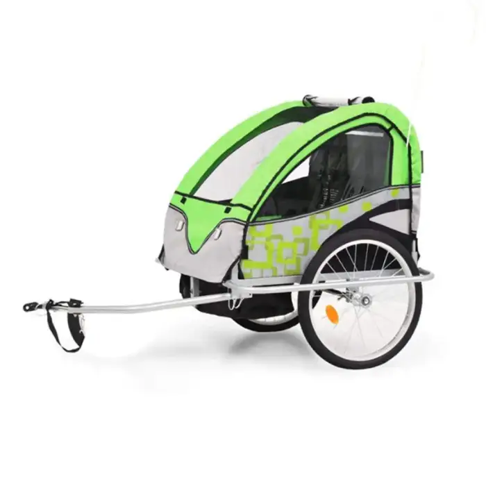 Foldable 2-In-1 Pet Dog Bike Trailer And Stroller With 2 Damping Rear Wheel