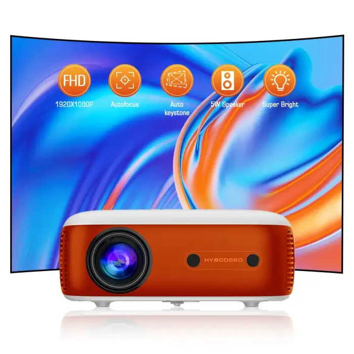 Mini Smart Android TV Projector 1080P 4K Supported, Auto Keystone 10000 Lumens Short Throw Seamless Streaming with Wifi 6