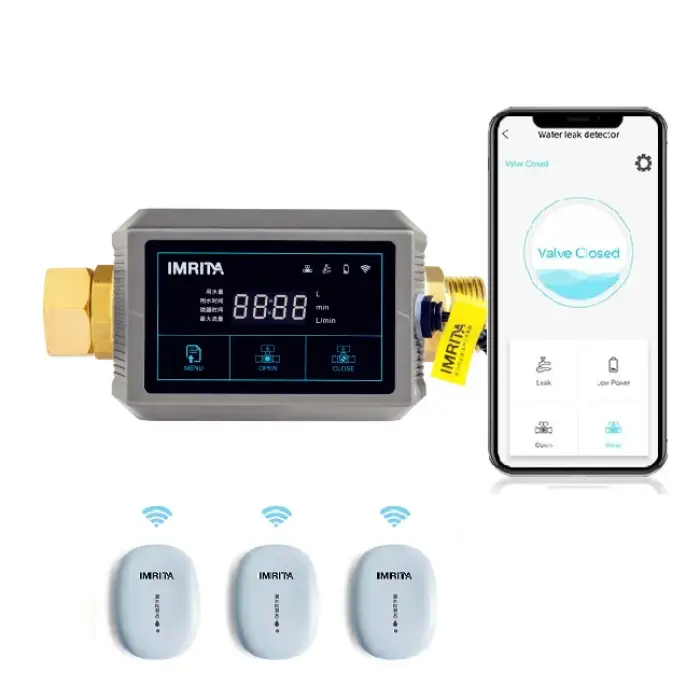 Smart Water Monitor Wifi APP Control Water Leak Detection Sensor Water Leak Detector With Shut Off Valve