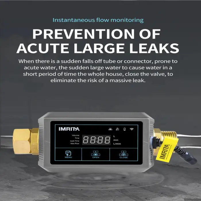 Smart Water Monitor Wifi APP Control Water Leak Detection Sensor Water Leak Detector With Shut Off Valve