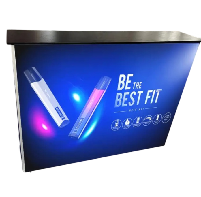 Portable Advertising Counter Promotion Pop Up Table Stand For Trad Show LED Reception Desk