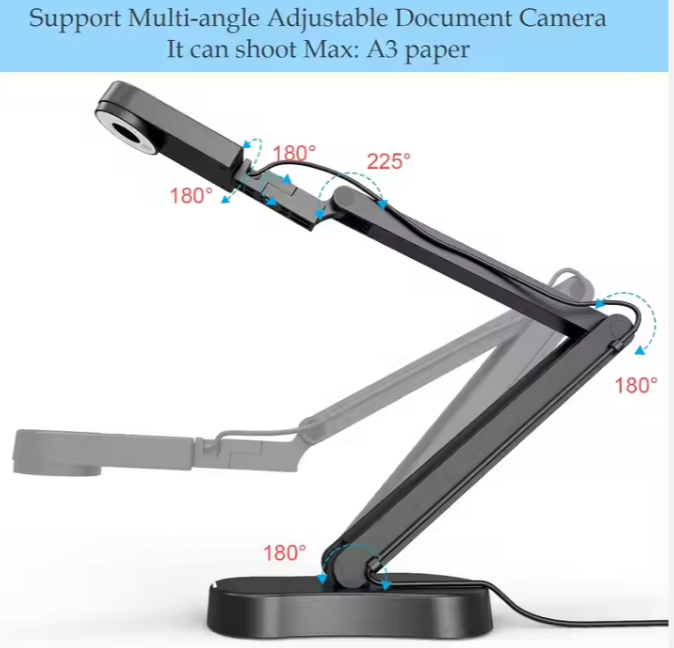 Portable 8MP USB High Speed Document Scanner A3 A4 Book Scanner With LED Light And Dual Microphones