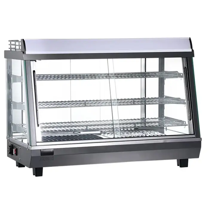 Snack Sausage Showcase Hot Catering Equipment 4-Side Glass Heated Warmer Box Commercial Big Size Food Warmer Display