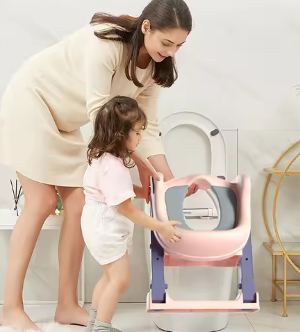 D-Colorful Kids Toilet Seat Ladder Baby Toilet Soft Pad Chair Potty Training