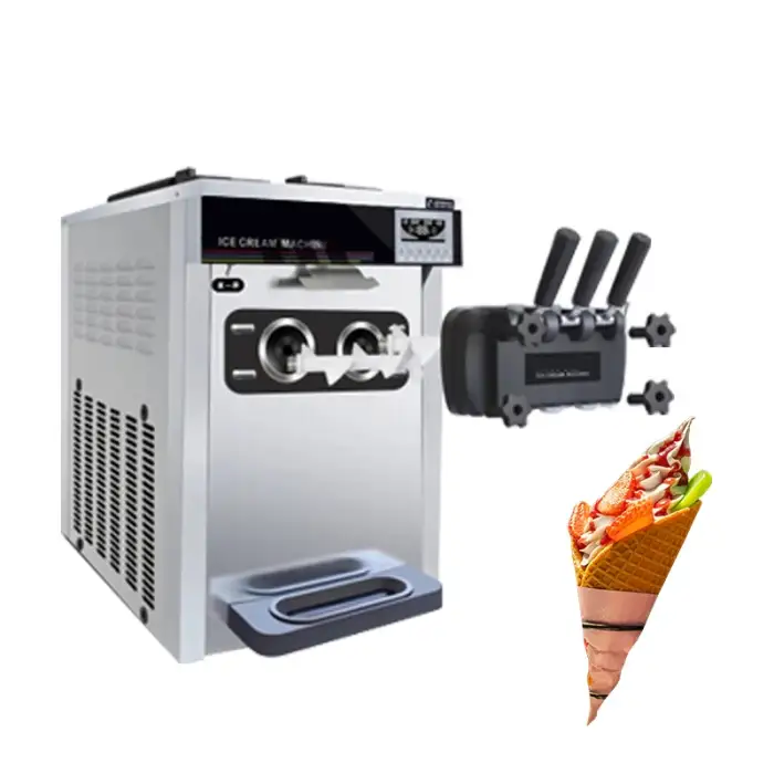 Small Tabletop Three Flavor Soft Serve Ice Cream Making Machine