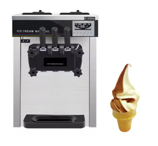 Small Tabletop Three Flavor Soft Serve Ice Cream Making Machine