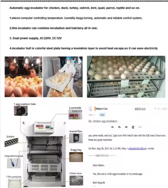 Chicken Egg Incubator And Hatcher Egg Hatching Machine For Poultry Farm