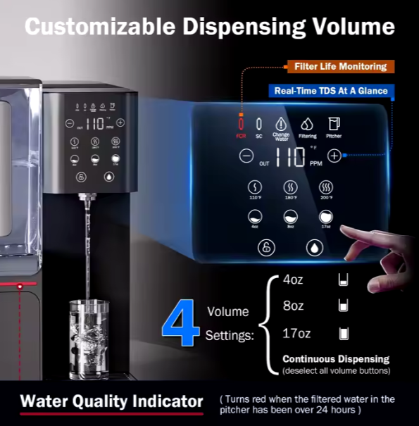 Countertop Instant Hot Water Dispenser 100G RO Filtration System