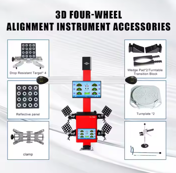 3D Wheel Alignment Machine 4 Post Lift Tire Changer Wheel Balancing Combo Full Set