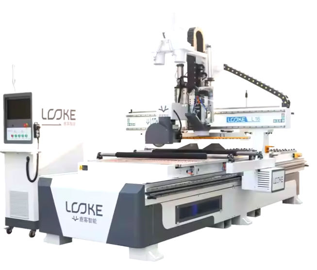 CNC Wood Router Machine Automatic Production Line with Vacuum Table and Auto Tool Change