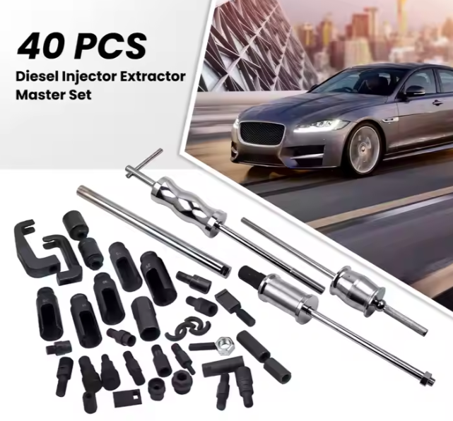 40 PCs Diesel Injector Remover Puller Universal Extraction Tool Kit Workshop Hand Tool Set