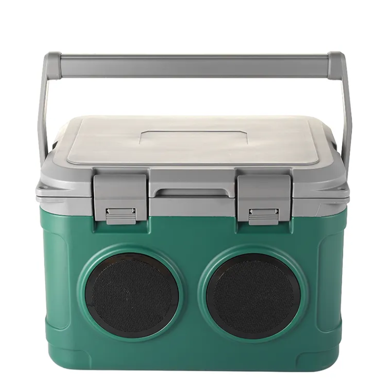 21L Portable Cooler Bag with Bluetooth Speaker Logo Pattern Insulated Beachside Tunes Refreshments Box Wine Camp Fishing Cans