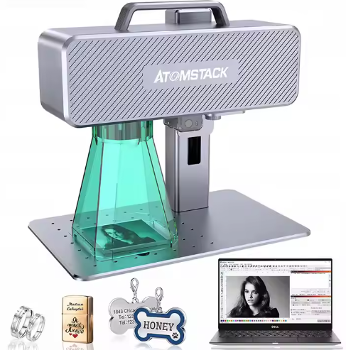 ATOMSTACK M4 Desktop & Handheld Fiber Laser Engraver - Marking Machine for Metal, Plastic, and Leather