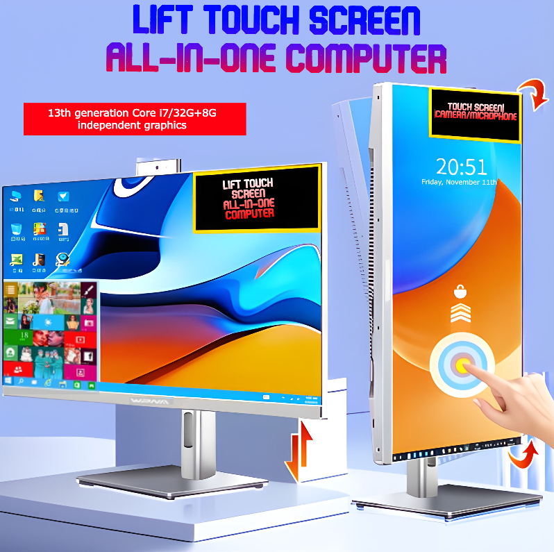 Lifting and Rotating Touchscreen All-in-One Computer for High-End Home, Office, Business, and E-Sports Gaming + Free Phone