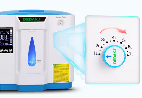 Lightweight Dedakj Medical 1-7L Oxygen Concentrator, Portable for Home Use