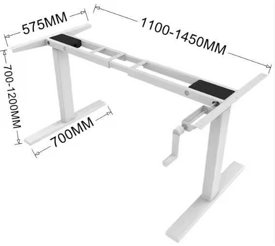 Ergonomic Hand Crank Sit-Stand Workstation Height Adjustable Desk for Home Office