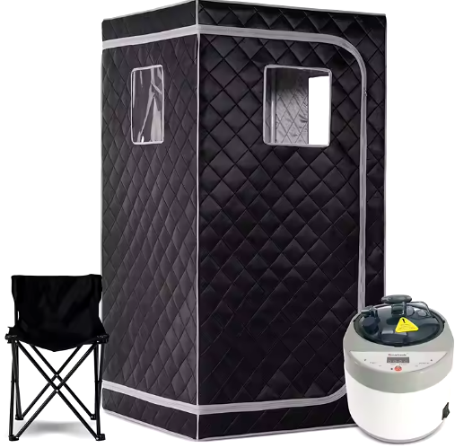 1-Person Home Spa Full-Body Foldable Portable Steam Sauna Tent with 4L Steamer