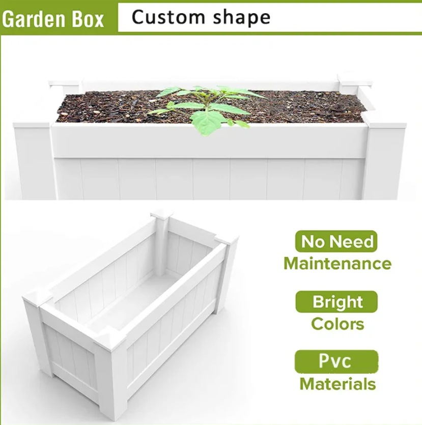 Outdoor Gorgeous Garden 42"W x 16"L Vinyl Flower Planter Box For Growing Vegetables, Flowers, Herbs