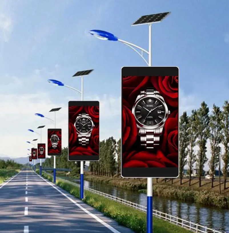 Outdoor Light Pole Led Screen Led Pole Display Screen Advertising Street Pole Advertising Led Screen