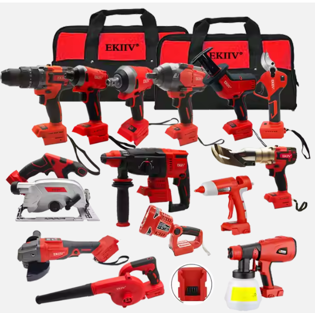 Portable Cordless Brushless Impact Drill 21V With Lithium Battery Kit