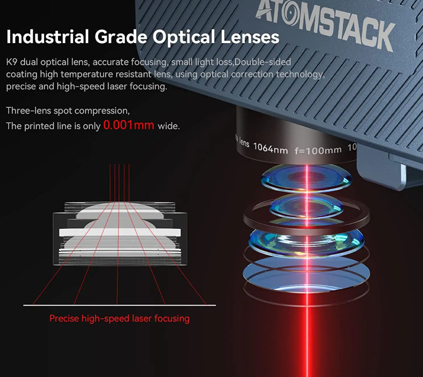 ATOMSTACK M4 Desktop & Handheld Fiber Laser Engraver - Marking Machine for Metal, Plastic, and Leather