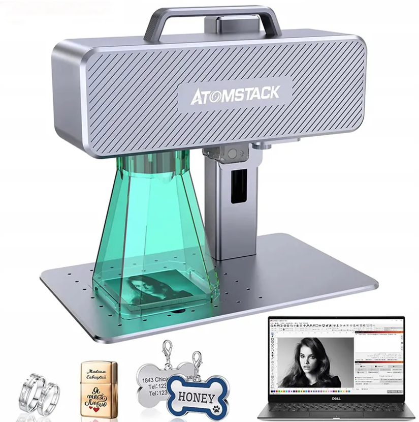 ATOMSTACK M4 Desktop & Handheld Fiber Laser Engraver - Marking Machine for Metal, Plastic, and Leather