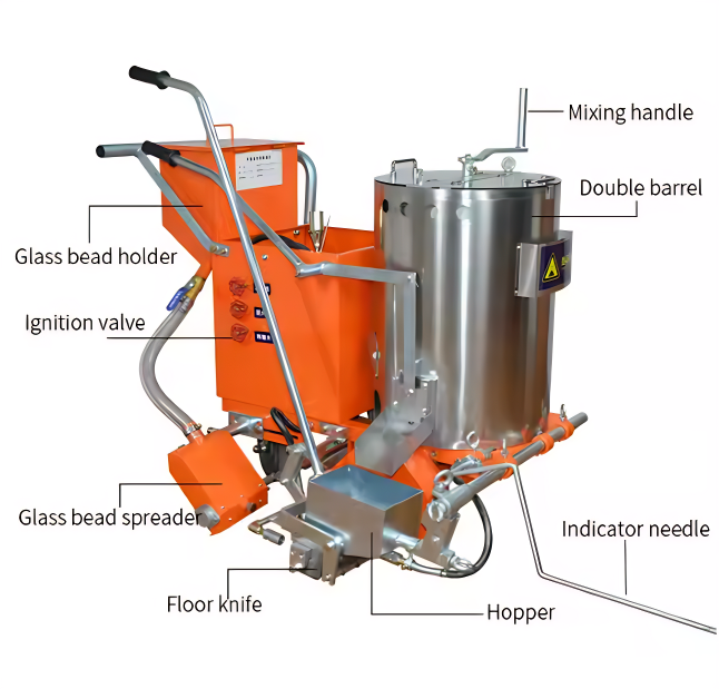 Thermoplastic Road Marking Machine With Adjustable Glass Beads