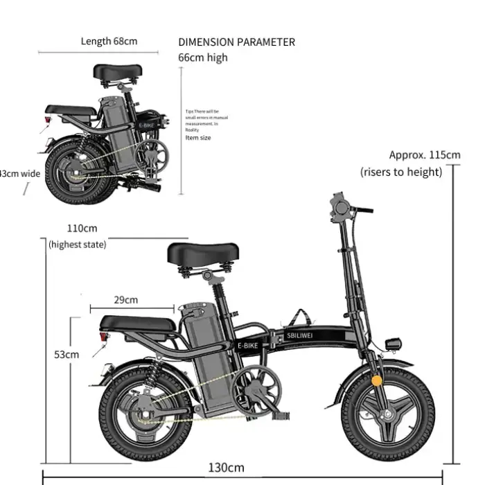 14 inches 48V17.5AH 60-70KM  Mini 2 Wheel Scooter Floding Electric Bicycle For adult