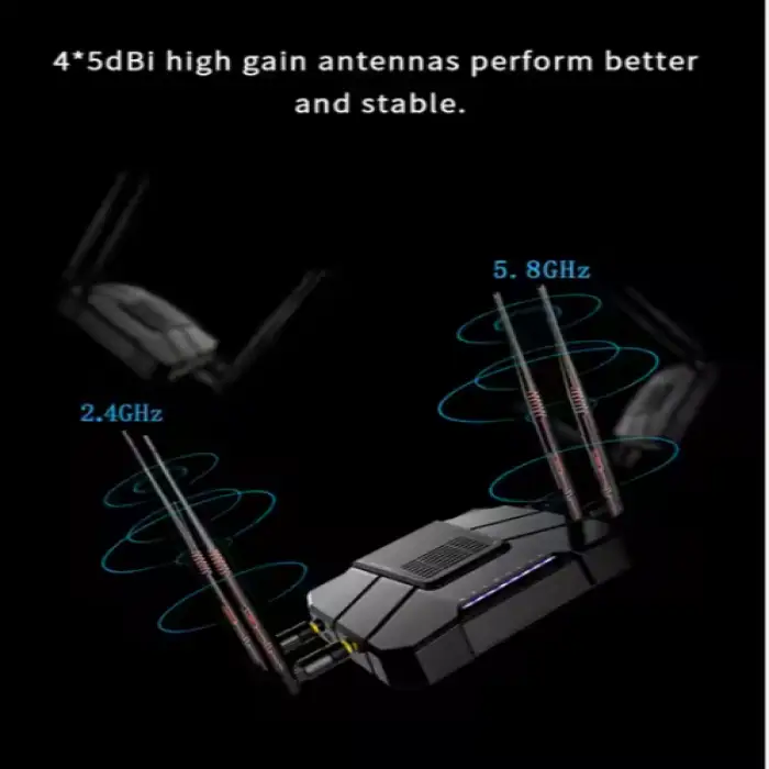 Wireless Router with 2.4G & 5.8G Wi-Fi - High-Speed Transmission and Secure Networking