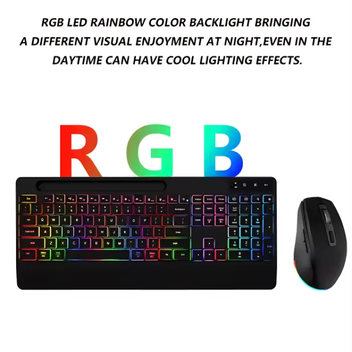 Wireless Keyboard And Mouse Combo Office Waterproof Silent Computer LED RGB Backlit Mouse &amp; Keyboards Mouse