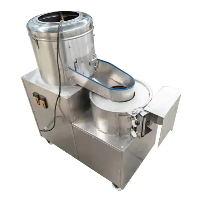 Small Stainless Steel Potato Washer, Peeler, and Slicer – Potato Peeling and Cutting Machine