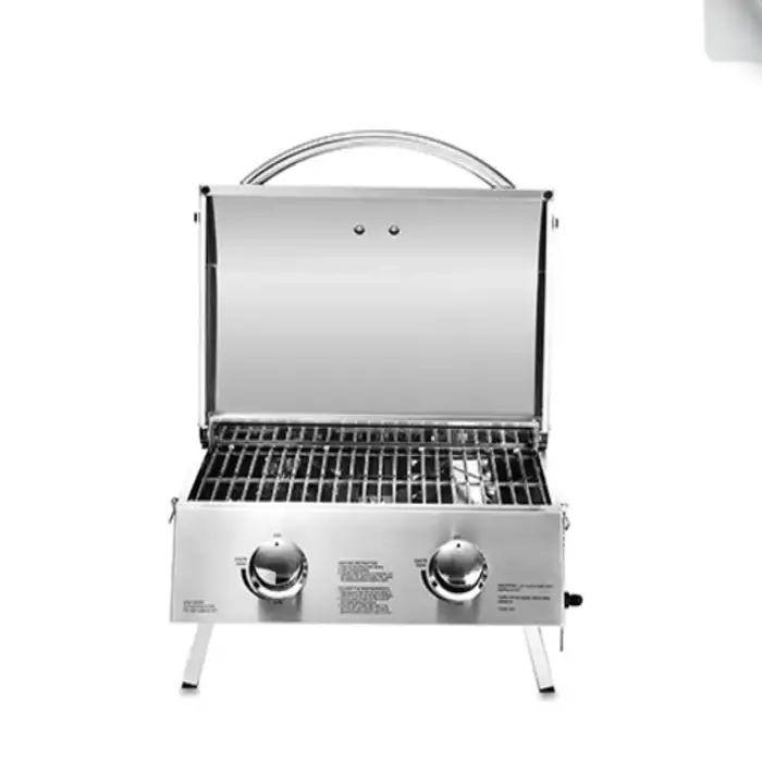 Tabletop 2 Burners Gas BBQ Grill With Easily Cleaned Portable Stainless Steel