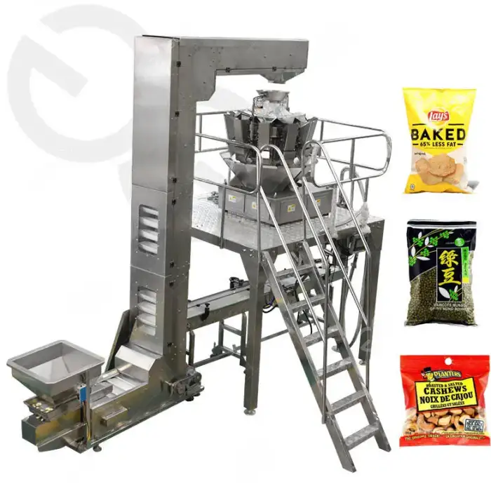 Roasted Peanuts Coffee Beans Walnut Potato Chips French Fries Popcorn Banana Chips Crisps Packaging Machine