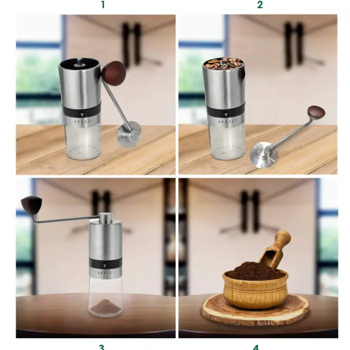 Multifunction Portable Hand Crank Coffee Grinder Stainless Steel Burr Coffee Makers For Travel