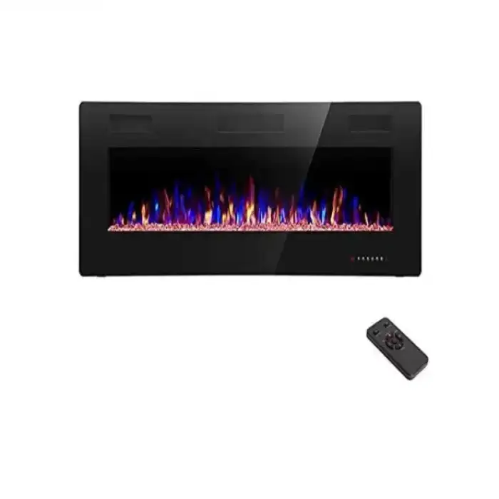 Wall Mounted Electric Fireplace 3D RGB Color Change Flame Smart Lighting Stove Heater Fireplace Simulated Wood Burner