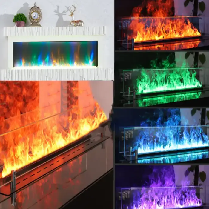 Wall Mounted Electric Fireplace 3D RGB Color Change Flame Smart Lighting Stove Heater Fireplace Simulated Wood Burner