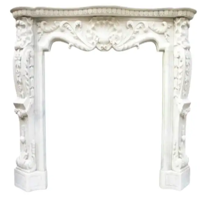 Indoor Hand-carved Decoration Modern Marble Fireplace