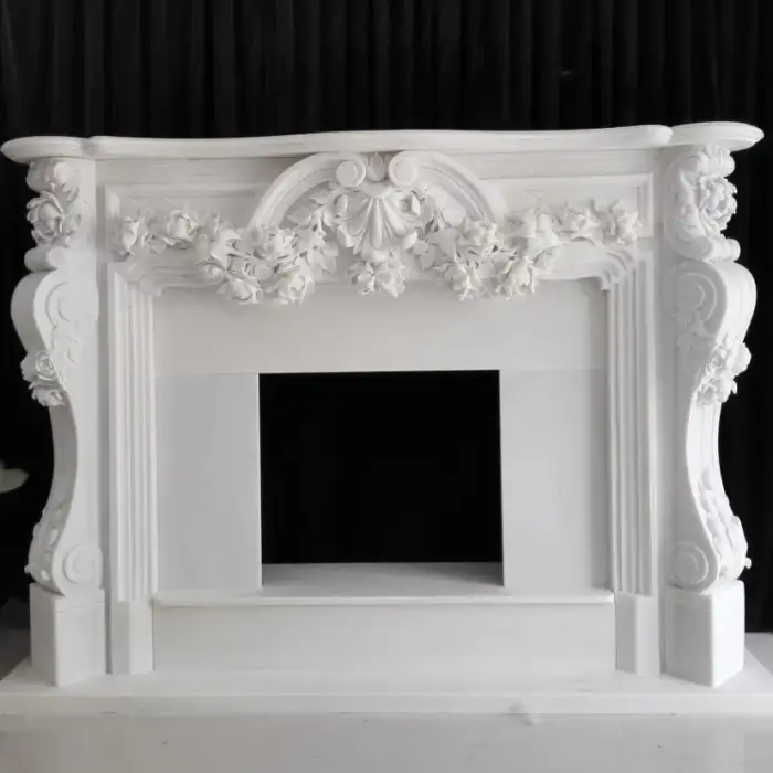 Indoor Hand-carved Decoration Modern Marble Fireplace