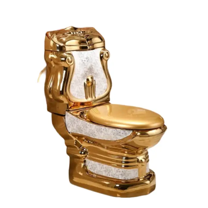 Royal Extreme Luxury First-Class Quality Electroplated Hotel Golden WC Bathroom Commode