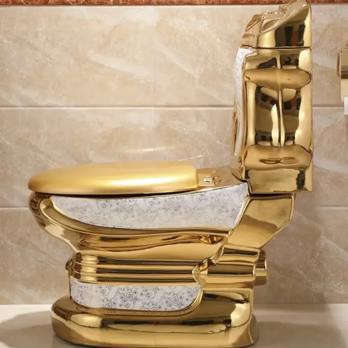 Royal Extreme Luxury First-Class Quality Electroplated Hotel Golden WC Bathroom Commode