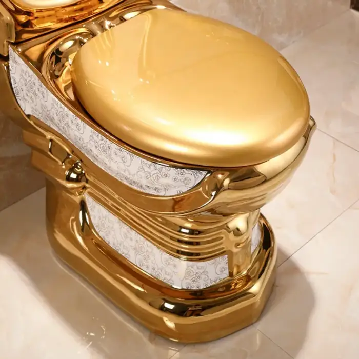 Royal Extreme Luxury First-Class Quality Electroplated Hotel Golden WC Bathroom Commode