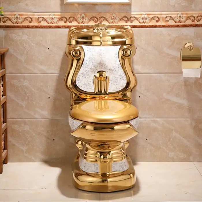 Royal Extreme Luxury First-Class Quality Electroplated Hotel Golden WC Bathroom Commode