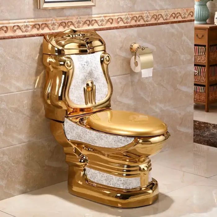 Royal Extreme Luxury First-Class Quality Electroplated Hotel Golden WC Bathroom Commode