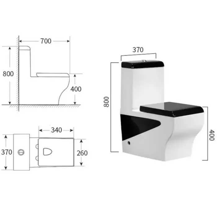 Modern Ceramic Toilet – Luxury Black & White Design