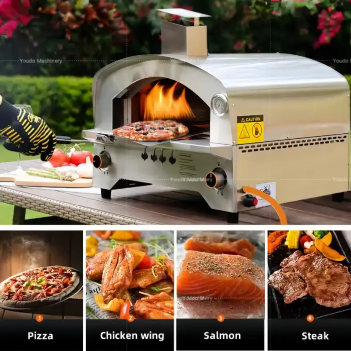 Gas Propane Pizza Oven And BBQ Grill Meat Smoker Gas Outdoor Portable RV Boat Camping Kitchen