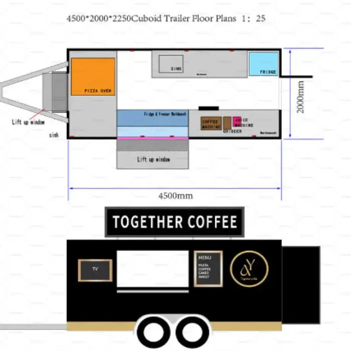 Mobile Catering Airstream Kitchen BBQ Grill Food Trailer Fully Equipped Pizza Oven Food Truck Grill