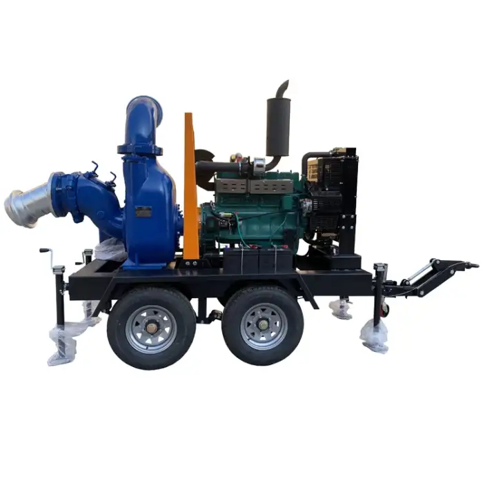 100kw diesel engine self priming pump with 4 wheel trailer