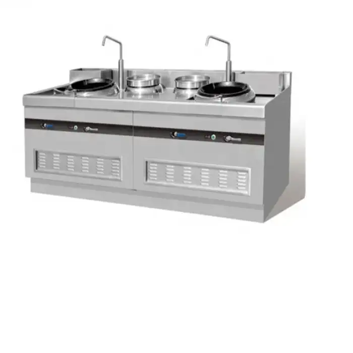 Gas Wok Stove with 2-Burner and 2-Warmer